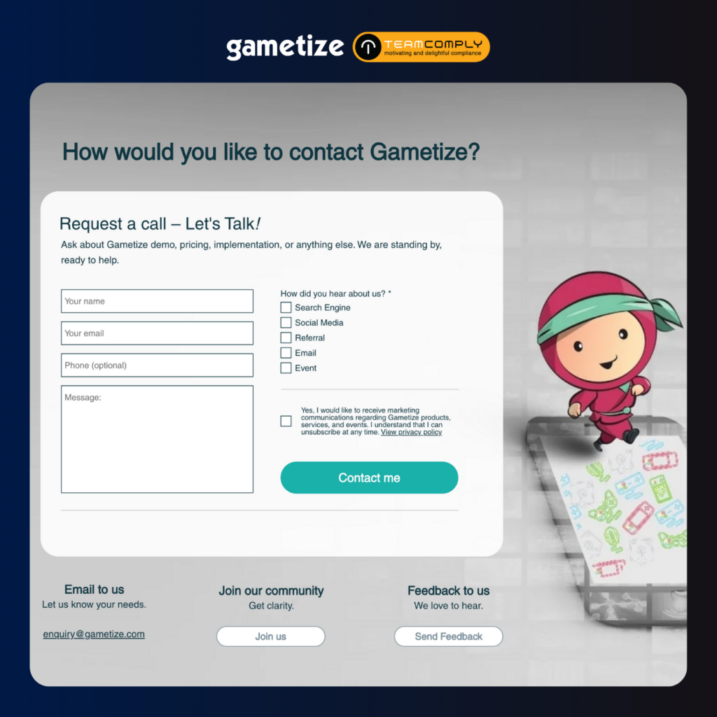 Contact Gametize